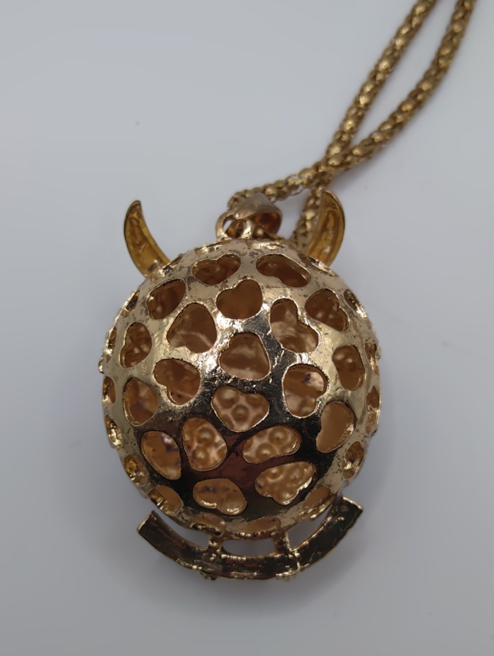 Owl Rhinestone And Enamel Over Gold Tone Necklace - Picture 4 of 7